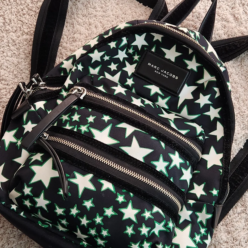 Marc Jacobs Black and Green Star Nylon Mini Backpack - Picture 8 of 9